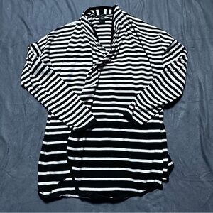Ann Taylor Women’s Black And White Striped Wrap Open Pima Cotton Sweater Size XL